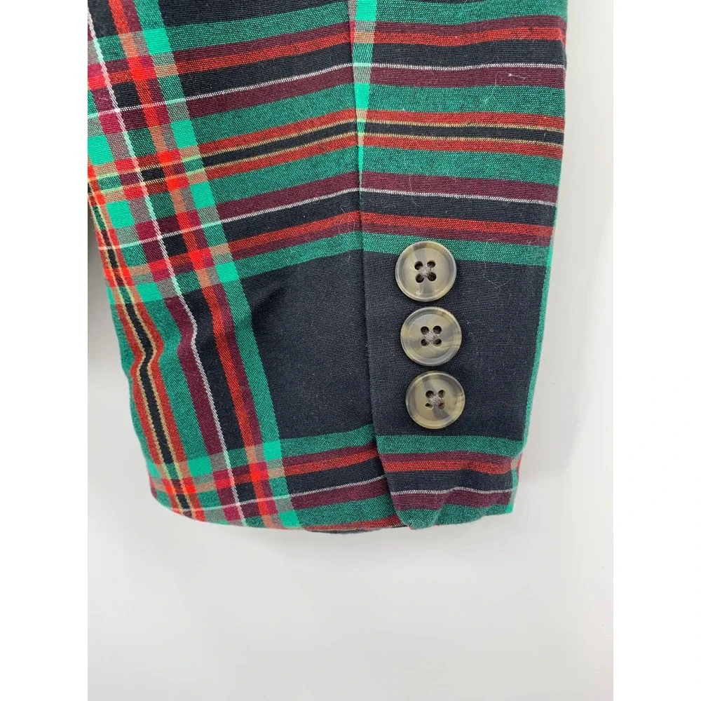 Cat & Jack Blazer Jacket Boys 10 Green Red Plaid Tartan Holiday Formal